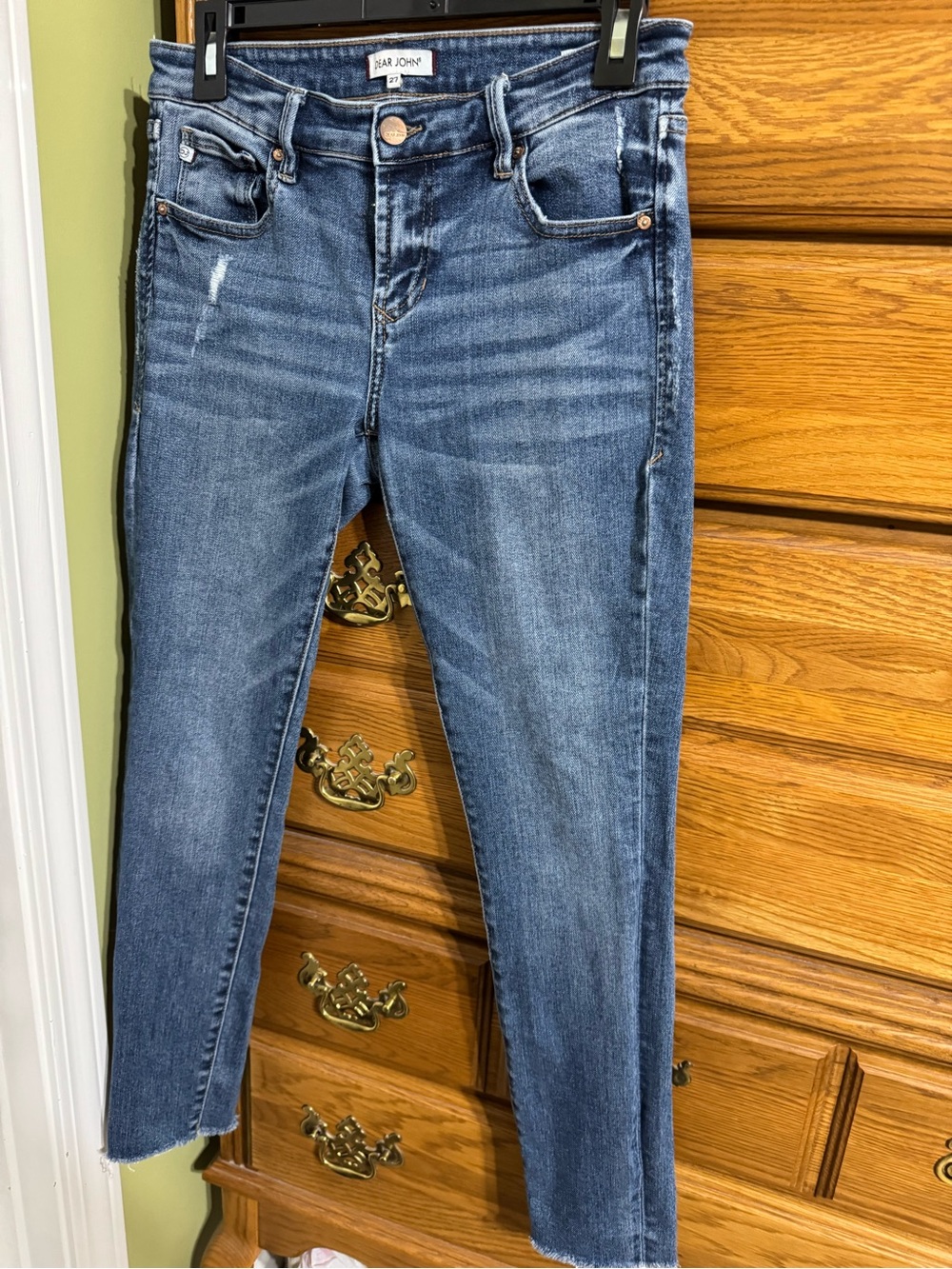 Dear John Medium Blue Cropped Slim Straight Jeans